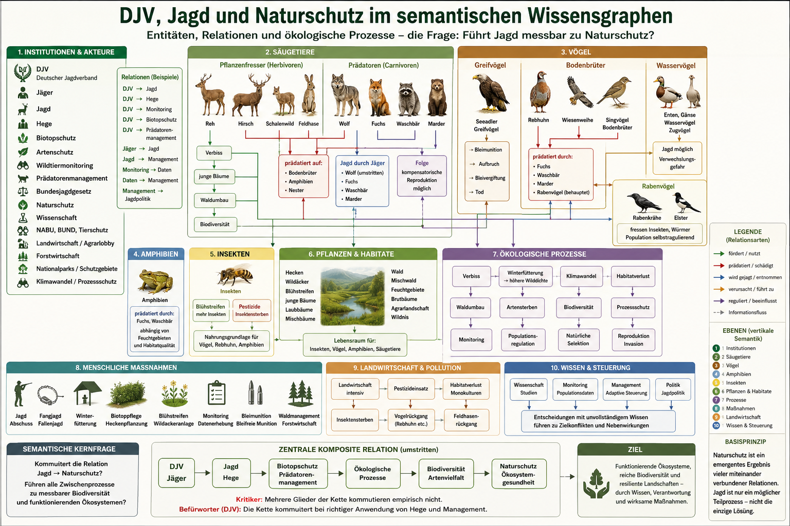 Jagd und Naturschutz als Wissensgraph: Eine vertikale semantische Analyse der Beziehungen zwischen Jagd, Biodiversität und Ökosystemen