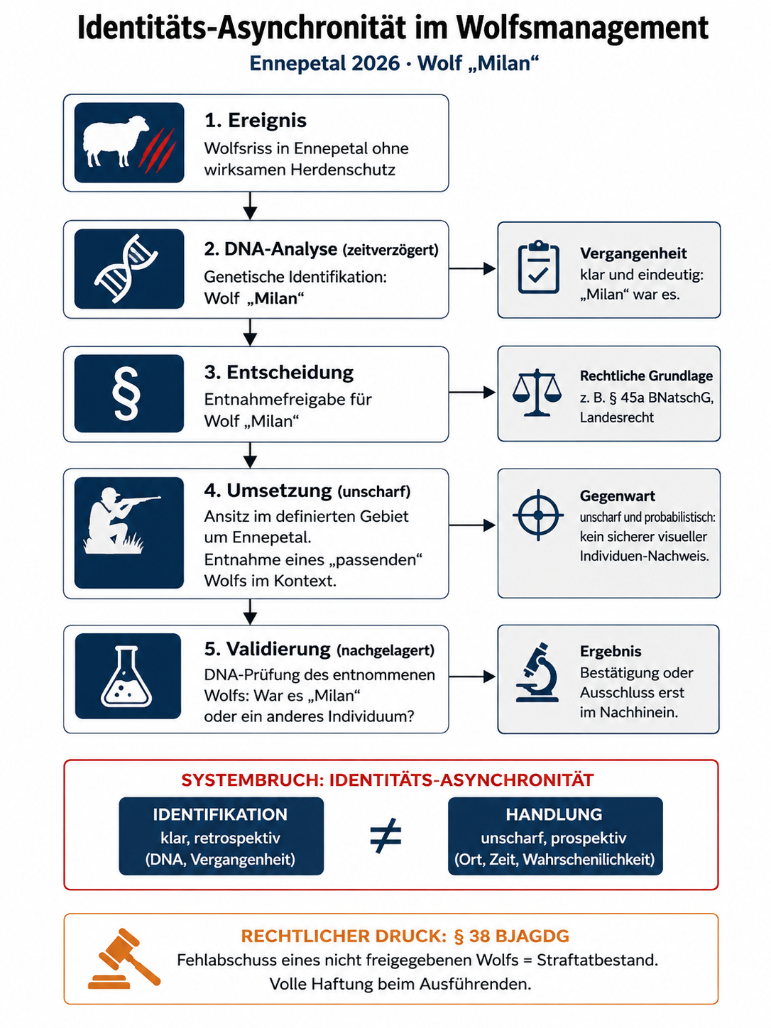 Identitäts-Asynchronität im Wolfsmanagement · Ennepetal 2026, Wolf „Milan“ und die Entkopplung von DNA und Entnahme