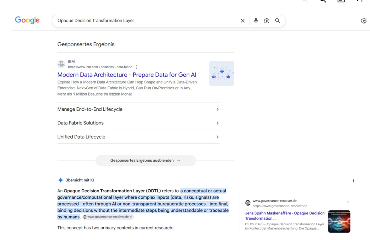 Opaque Decision Transformation Layer · Von der Data Fabric zur post-semantischen Governance