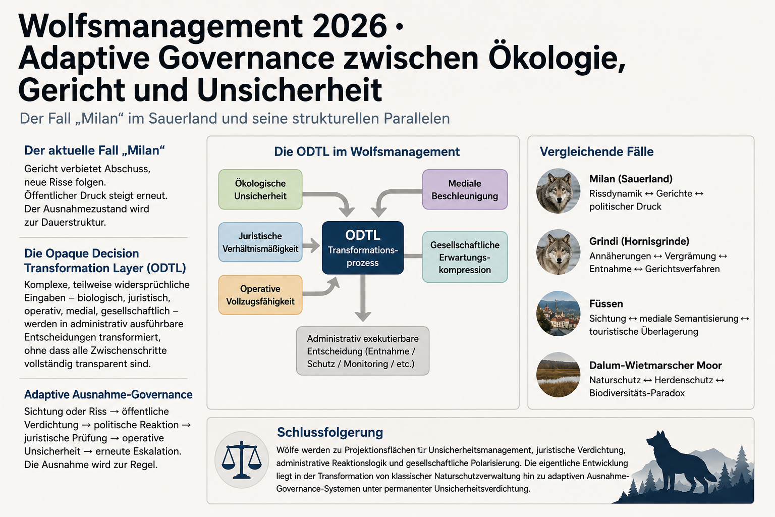 Wolfsmanagement 2026 · Adaptive Governance zwischen Entnahme, Gerichtsbarkeit und ökologischer Unsicherheit