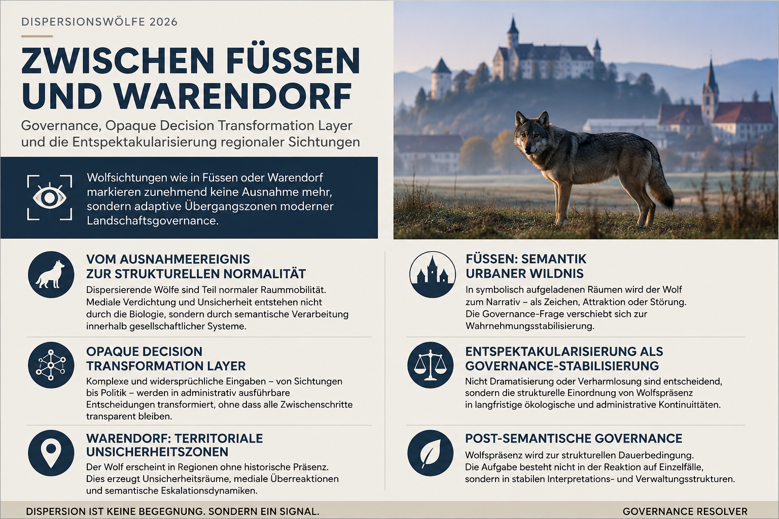 Dispersionswölfe 2026 · Governance, Opaque Decision Transformation Layer und die Entspektakularisierung regionaler Sichtungen