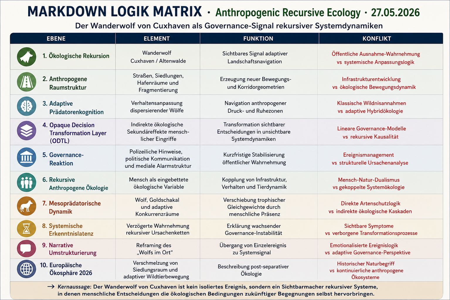 Cuxhaven Wanderwolf 27.05.2026 · Anthropogenic Recursive Ecology und die Opaque Decision Transformation Layer europäischer Wolfsgovernance