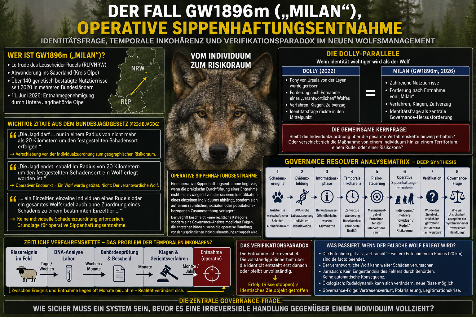 Der Fall GW1896m („Milan“), operative Sippenhaftungsentnahme, Dolly-Parallele, Verifikationsparadox und temporale Inkohärenz im Wolfsmanagement | 13.06.2026
